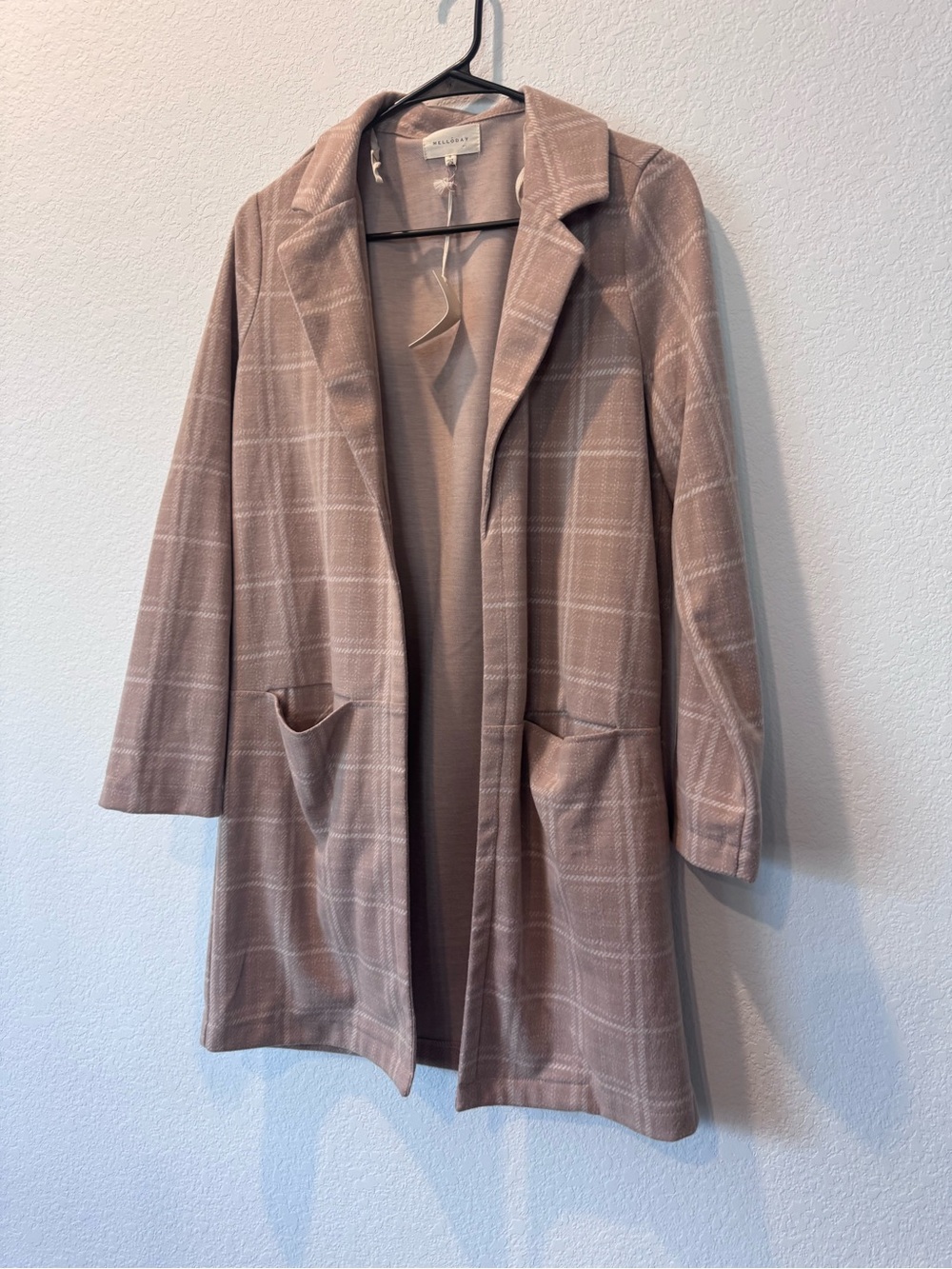 MELLODAY Plaid Light Taupe Trench Coat